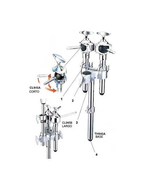 SOPORTE BRAZO TOM YAMAHA CL945B DE ABRAZADERA Y BOLA,VARA CORTA