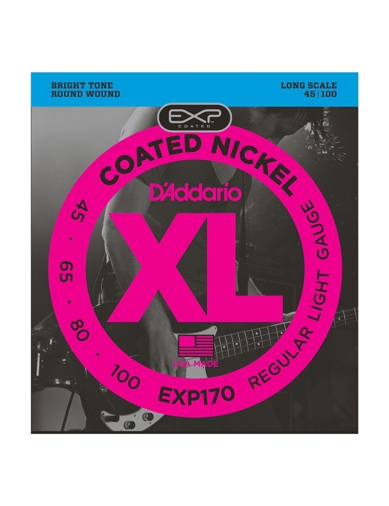 CUERDA BAJO ELÉCTRICO D'ADDARIO EXP-170 45-100 NEW COATED JUEGO