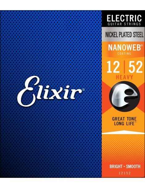 CUERDA ELÉCTRICA ELIXIR JUEGO 12152 NANOWEB ANTI-RUST 012-052 JUEGO