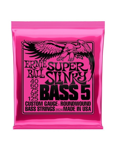 CUERDA BAJO ELÉCTRICO ERNIE BALL 2824 40-125 5 CUERDAS SLINKY ENTORCHADO REDONDO JUEGO