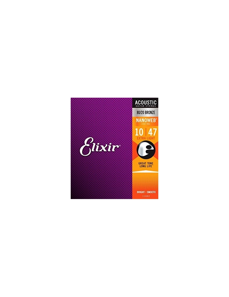 CUERDA ACÚSTICA ELIXIR 11002 10-47 NANOWEB EXTRA LIGHT JUEGO