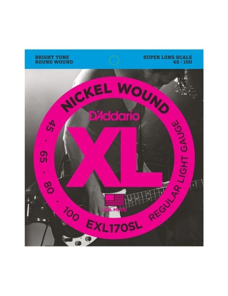 CUERDA BAJO ELÉCTRICO D'ADDARIO EXL-170SL SUPER LARGA 45-100 JUEGO