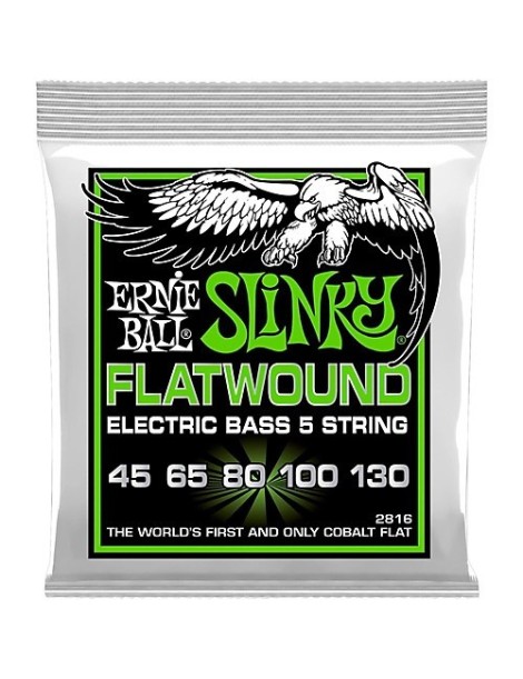 CUERDA BAJO ELÉCTRICO ERNIE BALL 2816 45-130 LISAS 5 CUERDAS SLINKY ENTORCHADO PLANA JUEGO