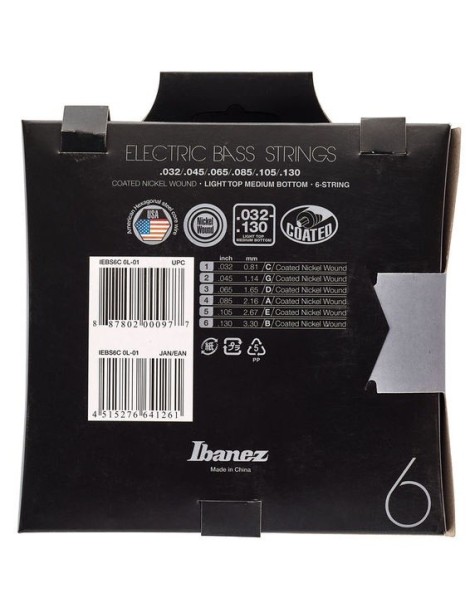 CUERDA BAJO ELÉCTRICO IBANEZ IEBS6C 032-130 6 CUERDAS JUEGO