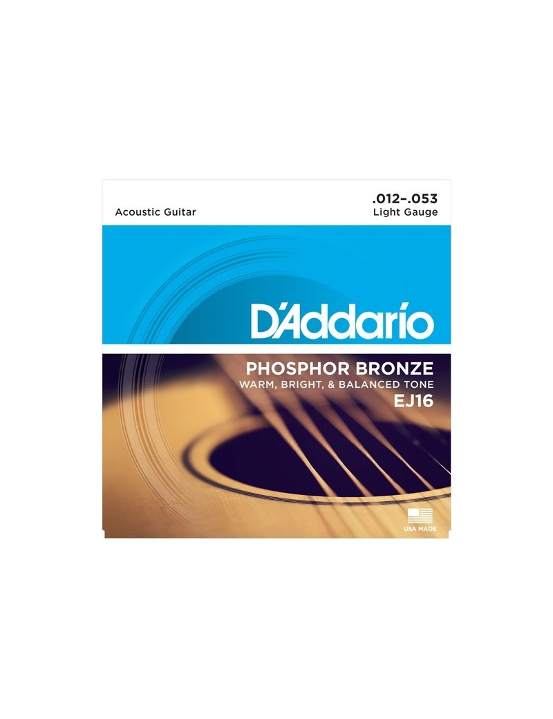 CUERDA ACÚSTICA D'ADDARIO EJ-16 12-53 PHOSPHOR BRONZE LIGHT JUEGO