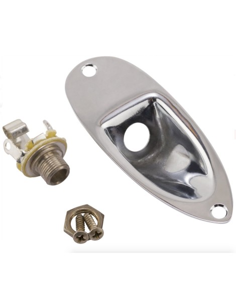 FICHA JACK H CHASIS CON PLACA DE MONTAJE FENDER PARA STRATOCASTER CROMADA 0997206000