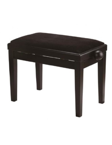 BANQUETA PIANO NEGRO MATE, TAPIZADO NEGRO REGULABLE