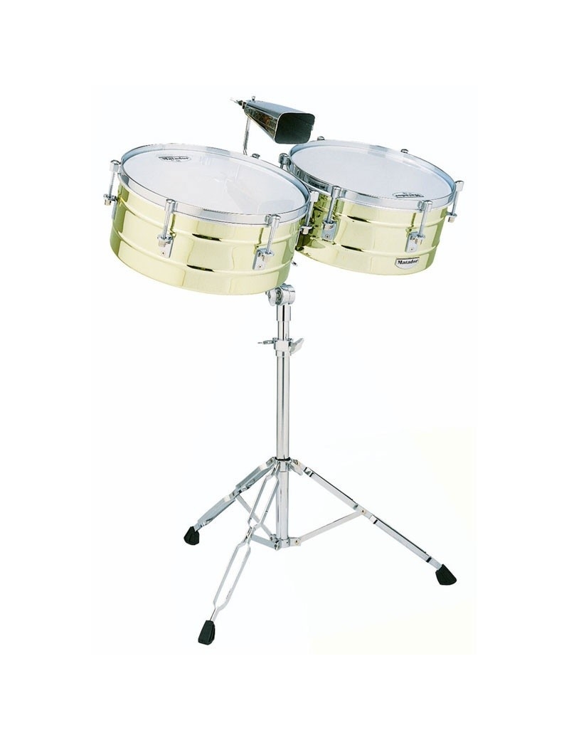 TIMBALES LP MATADOR M-257B 14" + 15" ACERO ACABADO BRASS CON CENCERRO LP818.102