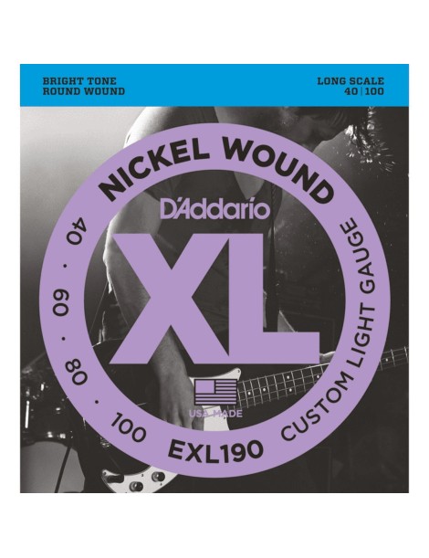 CUERDA BAJO ELÉCTRICO D'ADDARIO EXL-190 40-100 JUEGO