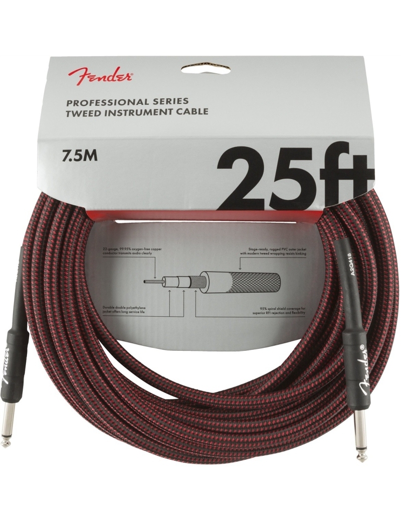 CABLE JACK M - JACK M 7,5 METROS FENDER PROFESIONAL COLOR TWEED ROJO 0990820070