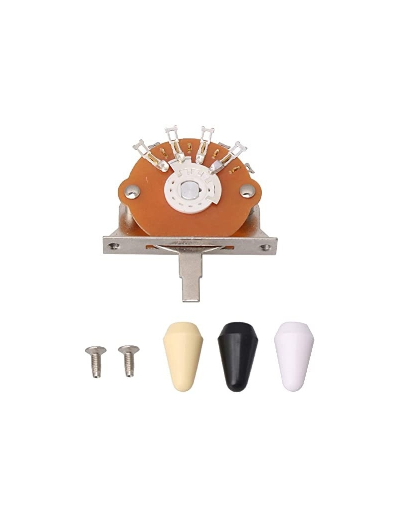 CAMBIO PASTILLA CONMUTADOR 5 POSICIONES TELE / STRAT CON EMBELLECEDOR NEGRO / BLANCO / CREMA