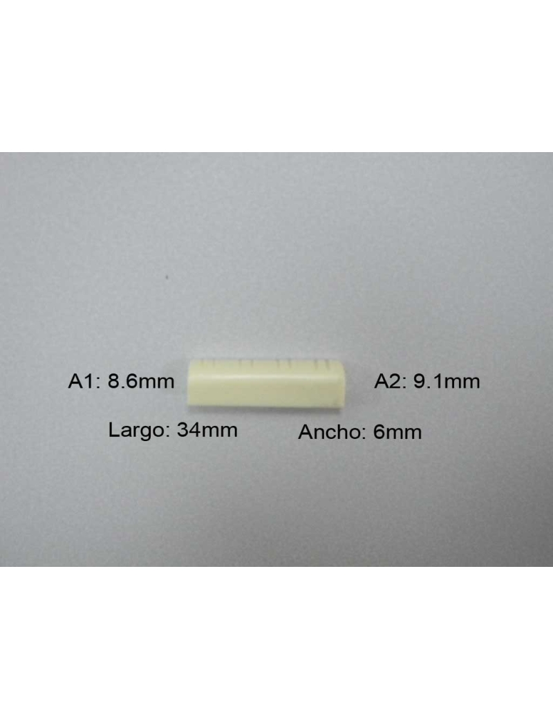CEJUELA MANDOLINA SUPERIOR, LARGO 34MM, ALTO LADO AGUDO 8,60MM, ALTO LADO GRAVE 9,1,ANCHO 6MM, UNIDAD