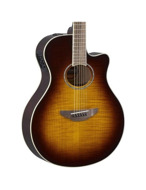 GUITARRA ACÚSTICA YAMAHA 4/4 RECORTADA APX600FMTBS FLAME MAPLE TABACCO SUNBURST CON PREVIO