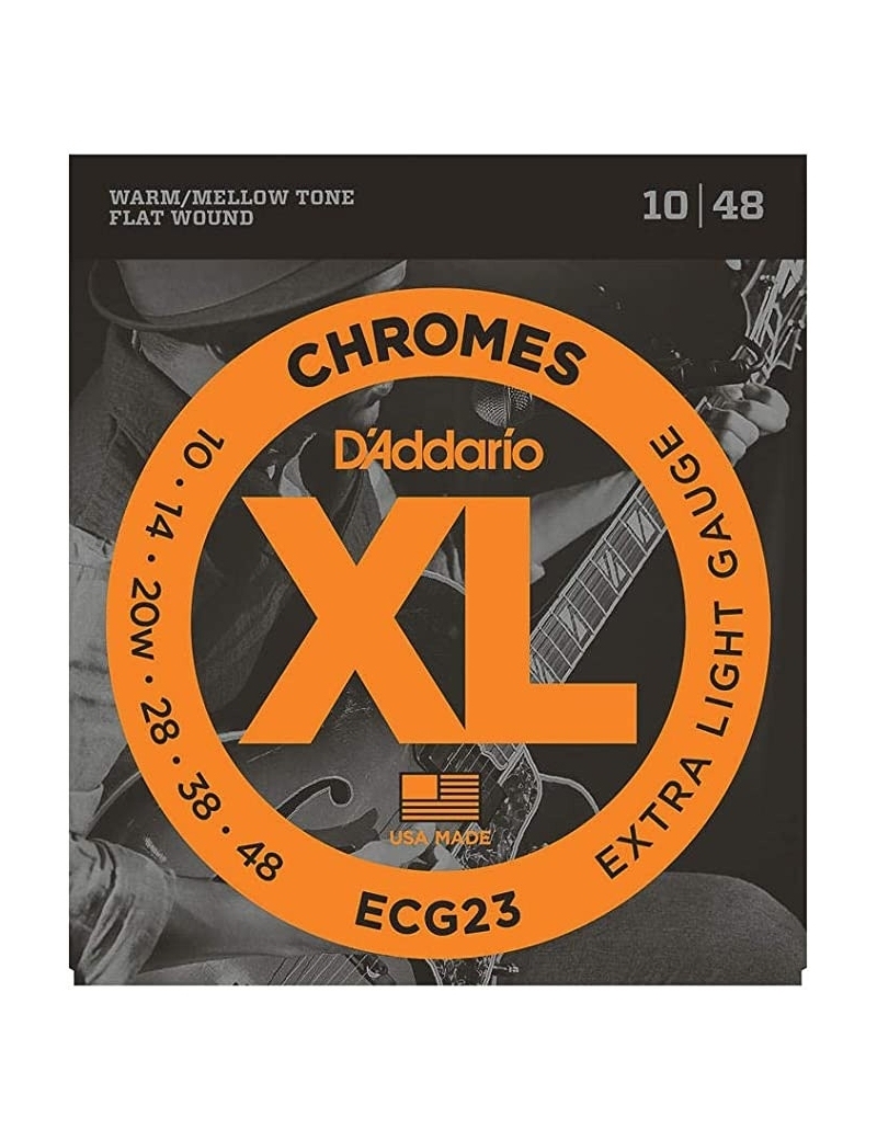 CUERDA ELÉCTRICA D'ADDARIO ECG-23 10-48 PULIDAS JAZZ EXTRA LIGHT JUEGO