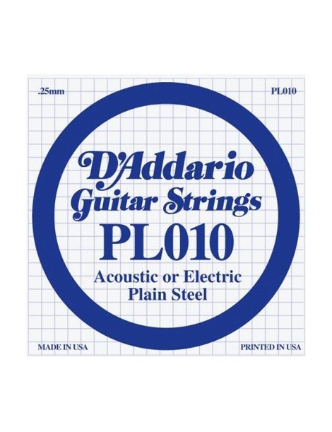 CUERDA ELÉCTRICA D'ADDARIO PL010 PLANA SUELTA