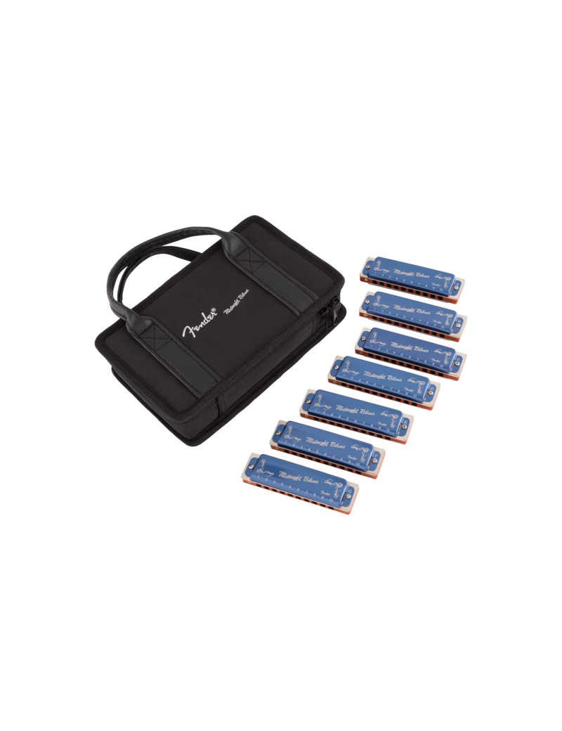 ARMÓNICA SET 7 FENDER MIDNIGHT BLUES CON ESTUCHE TONALIDAD RE-SOL-MI-FA-DO-SIb-LA 990702149