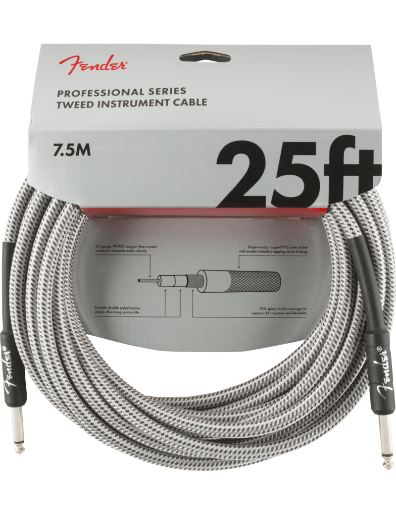 CABLE JACK M - JACK M 7,5 METROS FENDER PROFESIONAL COLOR TWEED BLANCO 990820072