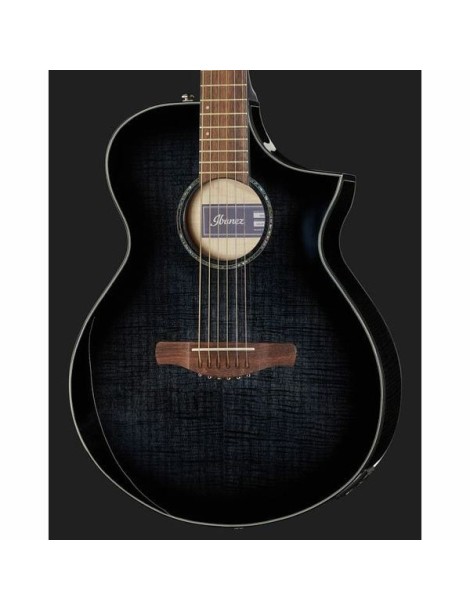 GUITARRA ACÚSTICA IBANEZ 4/4 RECORTADA AEWC400TKS CON PREVIO SUNBURST NEGRO