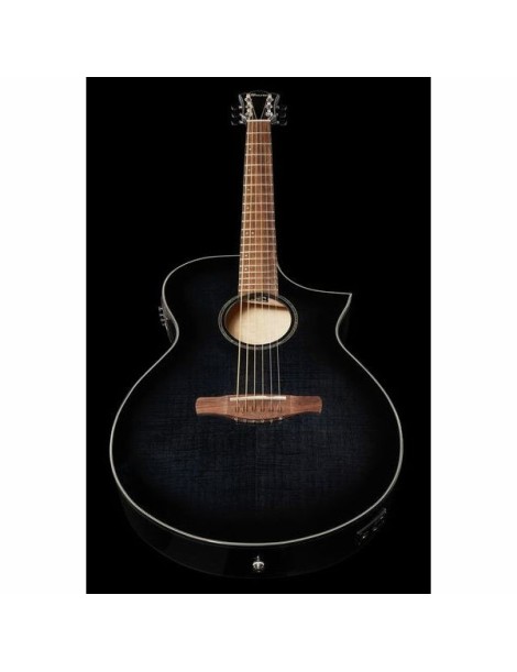 GUITARRA ACÚSTICA IBANEZ 4/4 RECORTADA AEWC400TKS CON PREVIO SUNBURST NEGRO