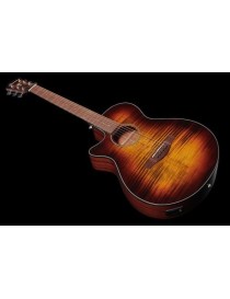 GUITARRA ACÚSTICA IBANEZ 4/4 RECORTADA AEG70LTIH CON PREVIO TIGER BURST ZURDA
