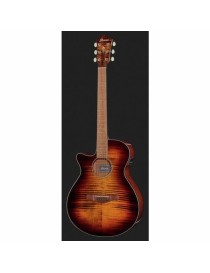 GUITARRA ACÚSTICA IBANEZ 4/4 RECORTADA AEG70LTIH CON PREVIO TIGER BURST ZURDA