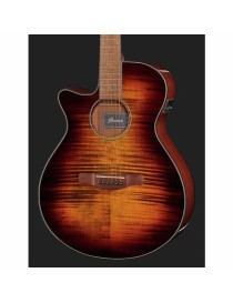 GUITARRA ACÚSTICA IBANEZ 4/4 RECORTADA AEG70LTIH CON PREVIO TIGER BURST ZURDA