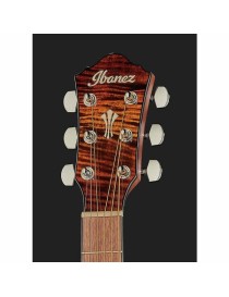 GUITARRA ACÚSTICA IBANEZ 4/4 RECORTADA AEG70LTIH CON PREVIO TIGER BURST ZURDA