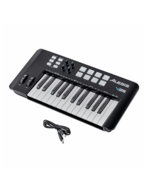 TECLADO CONTROLADOR ALESIS V25 USB/MIDI DE 25 TECLAS Y 8 PADS