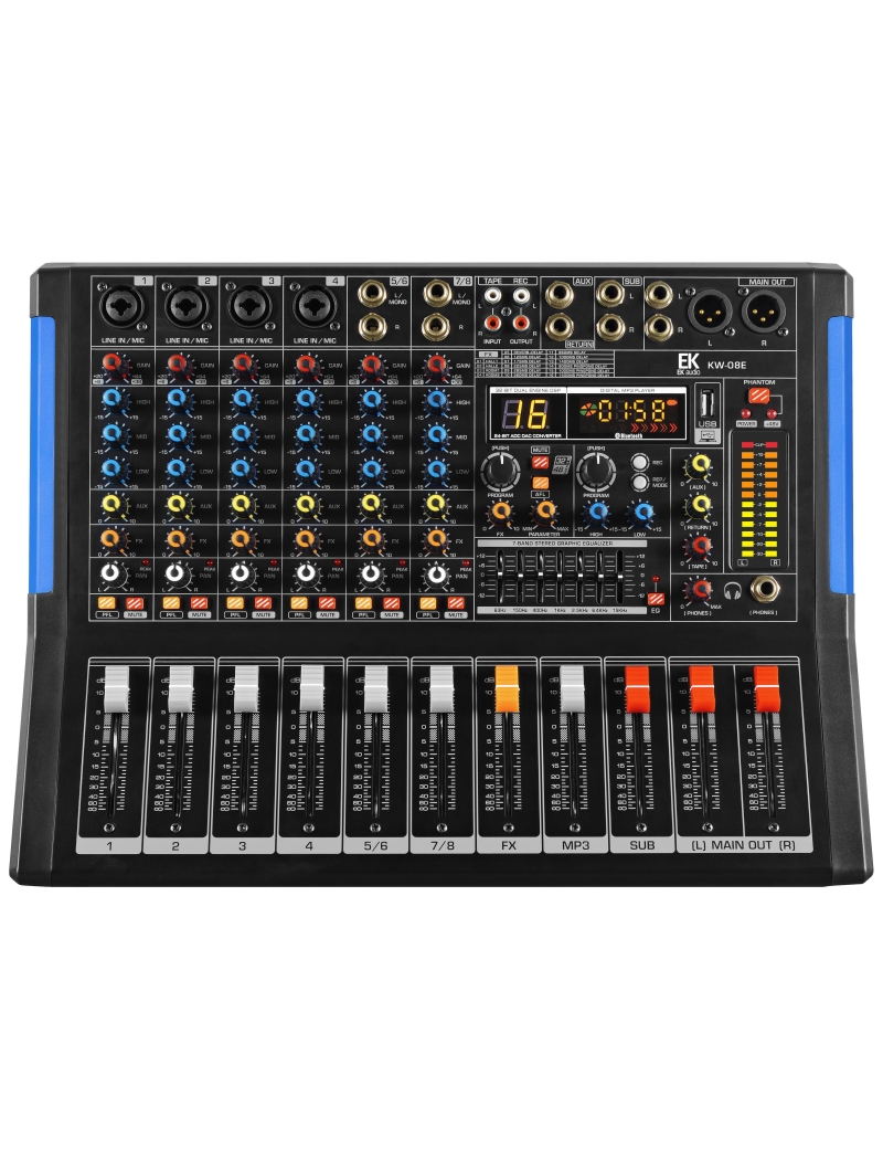 MESA MEZCLA 8 CANALES AUTOAMPLIFICADA CON EFECTOS 2 x 350W 4-Ohm