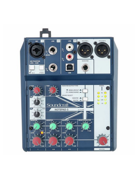 MESA MEZCLA ANALÓGICA SOUNDCRAFT NOTEPAD-5 5 CANALES USB