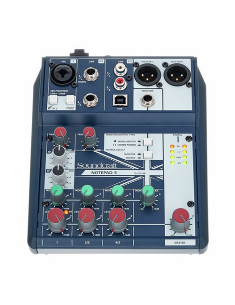 MESA MEZCLA ANALÓGICA SOUNDCRAFT NOTEPAD-5 5 CANALES USB