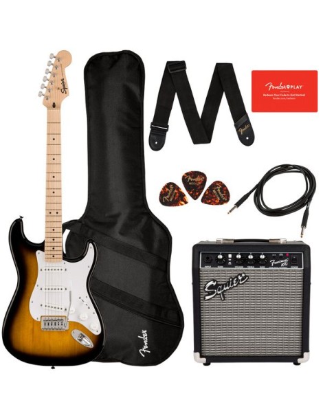 GUITARRA ELÉCTRICA PACK FENDER SQUIER SONIC STRATOCASTER SUNBURST FRONTMAN 10G 371720603