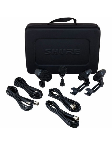 MICRÓFONO PARA BATERÍA KIT 4 SHURE PGADRUMKIT4 CON ACCESORIOS