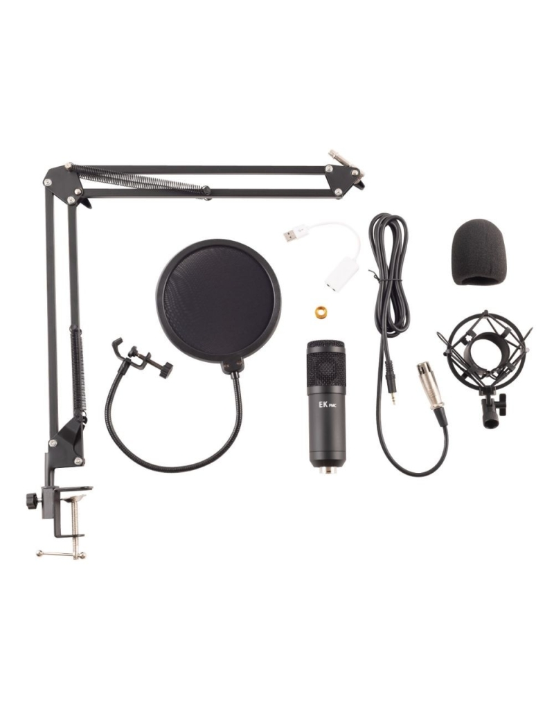 MICRÓFONO ESTUDIO KIT COMPLETO USB CON BRAZO
