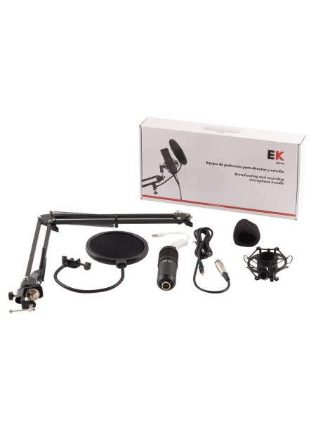 MICRÓFONO ESTUDIO KIT COMPLETO USB CON BRAZO