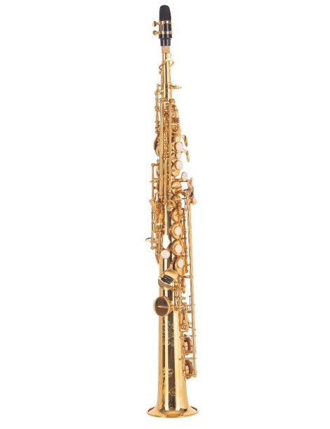 SAXO SOPRANO J.MICHAEL SP-650 SIb LACADO LLAVE DE FA CON ESTUCHE