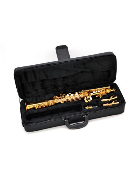 SAXO SOPRANO J.MICHAEL SP-650 SIb LACADO LLAVE DE FA CON ESTUCHE