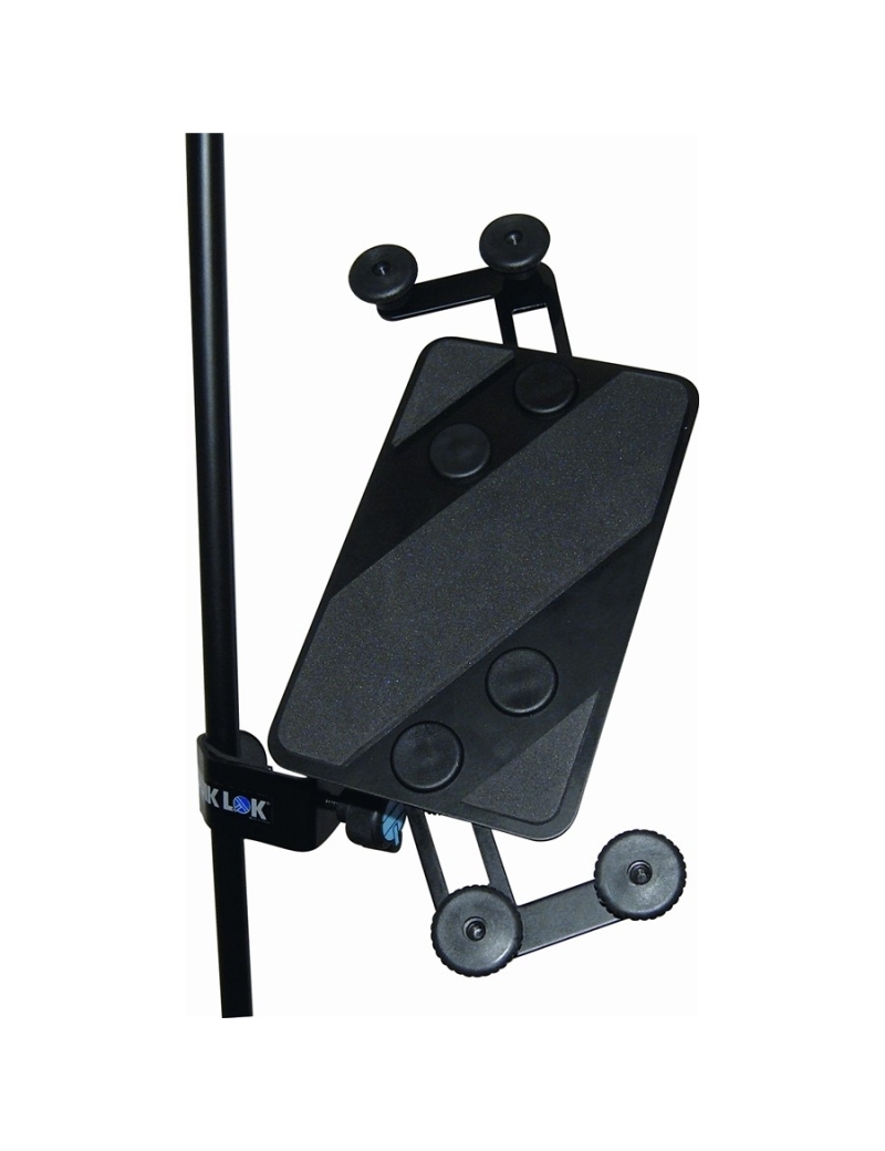 SOPORTE TABLET O IPAD UNIVERSAL QUIK LOK PARA SOPORTE DE MICRÓFONO NEGRO