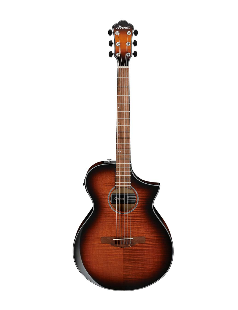 GUITARRA ACÚSTICA IBANEZ 4/4 RECORTADA AEWC400-AMS CON PREVIO AMBER SUNBURST