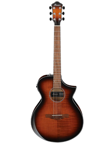 GUITARRA ACÚSTICA IBANEZ 4/4 RECORTADA AEWC400-AMS CON PREVIO AMBER SUNBURST