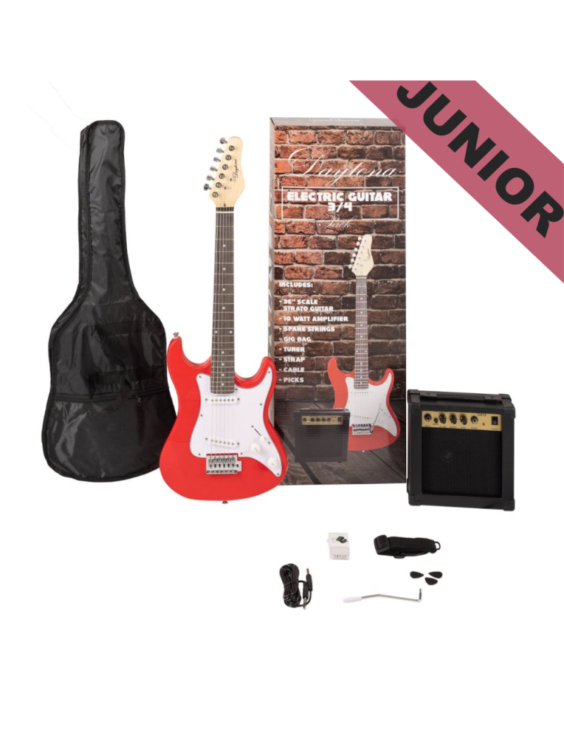 GUITARRA ELÉCTRICA PACK DAYTONA JUNIOR 3/4 TIPO STRATO PGEDRD34 ROJA