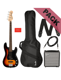 BAJO PACK FENDER SQUIER AFFINITY PRECISION BASS SUNBURST, RUMBLE 15, CABLE Y CORREA 372980600