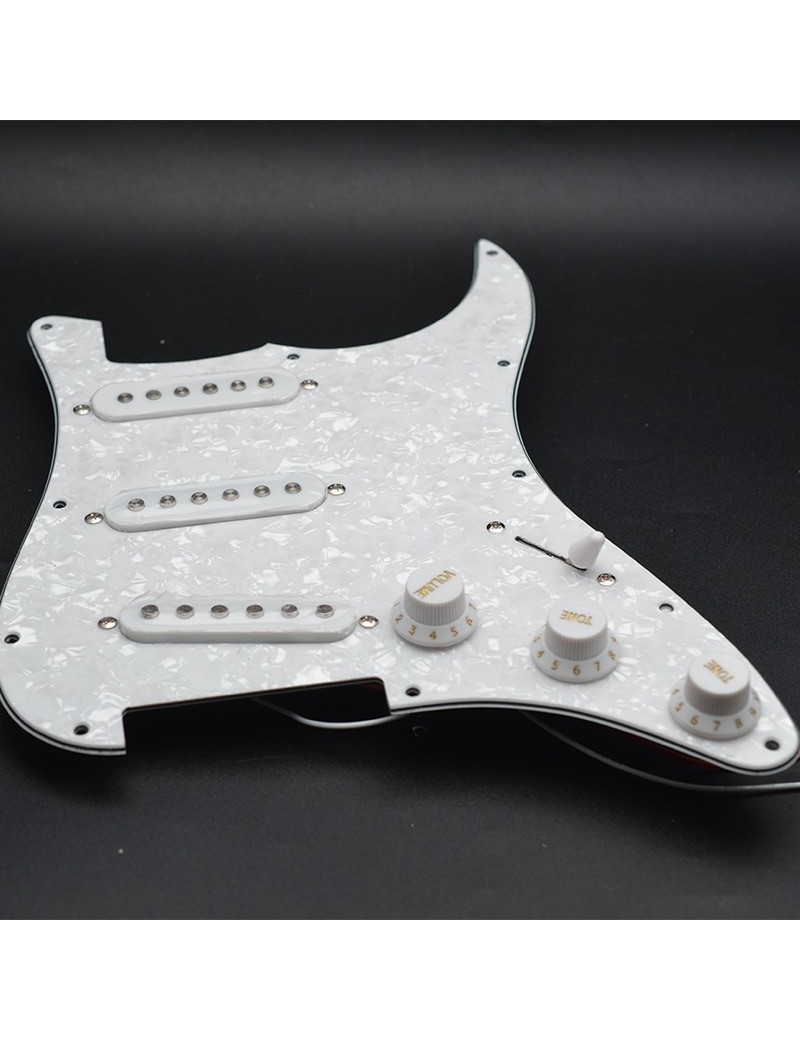 GOLPEADOR DE GUITARRA ELÉCTRICA BLANCO PERLADO PRECABLEADO SSS