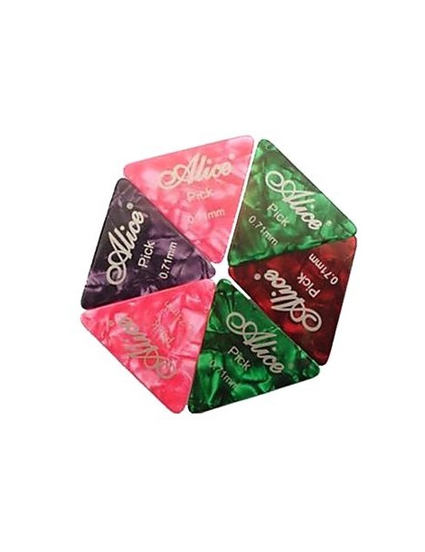 PÚAS ALICE CELLULOID EQUILATERAL TRIANGULAR NACARADAS COLORES VARIOS MEDIDAS 0,46-0,71-0,81-0,96-1,2-1,5 MM UNIDAD