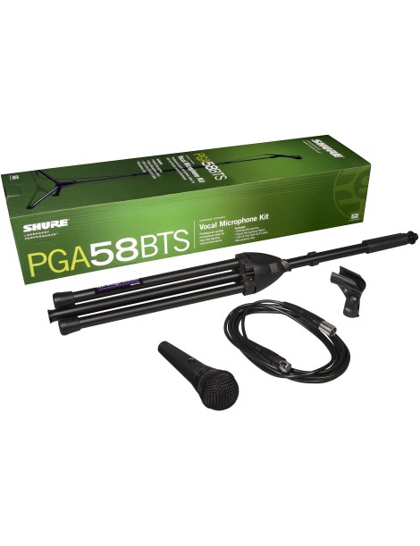 MICRÓFONO SHURE PGA58BTS CARDIOIDE PACK MICRO + SOPORTE DE MICRO, CABLE Y PINZA