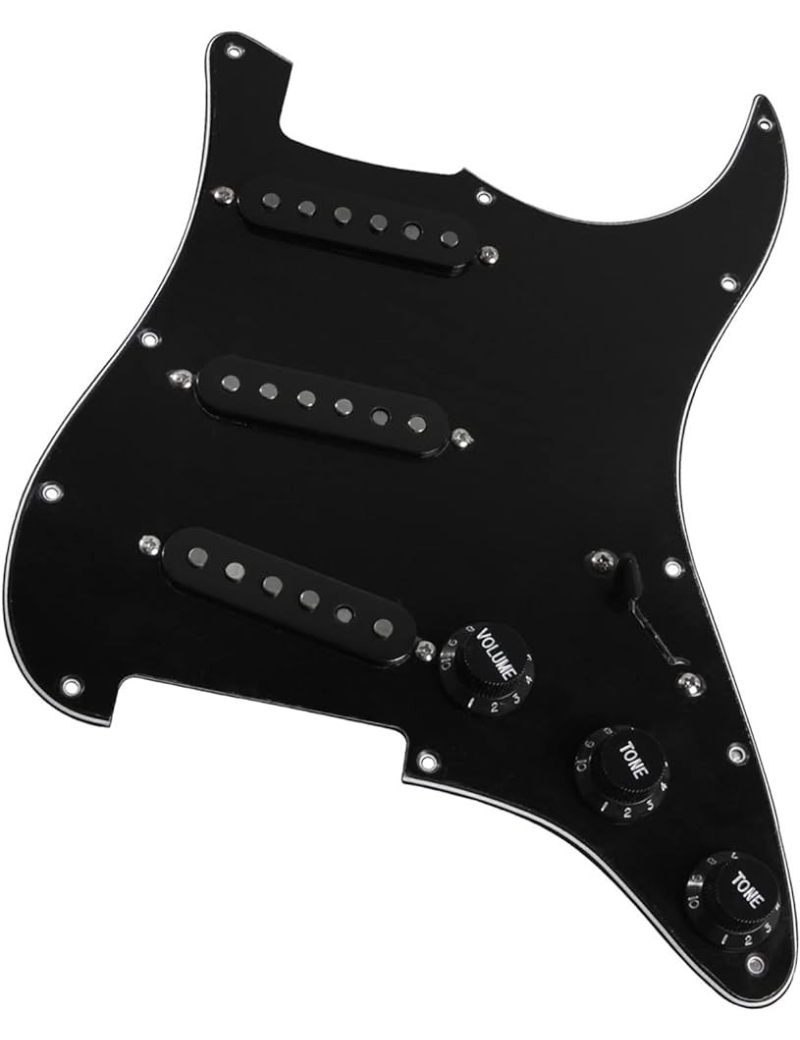 GOLPEADOR DE GUITARRA ELÉCTRICA NEGRO PRECABLEADO SSS