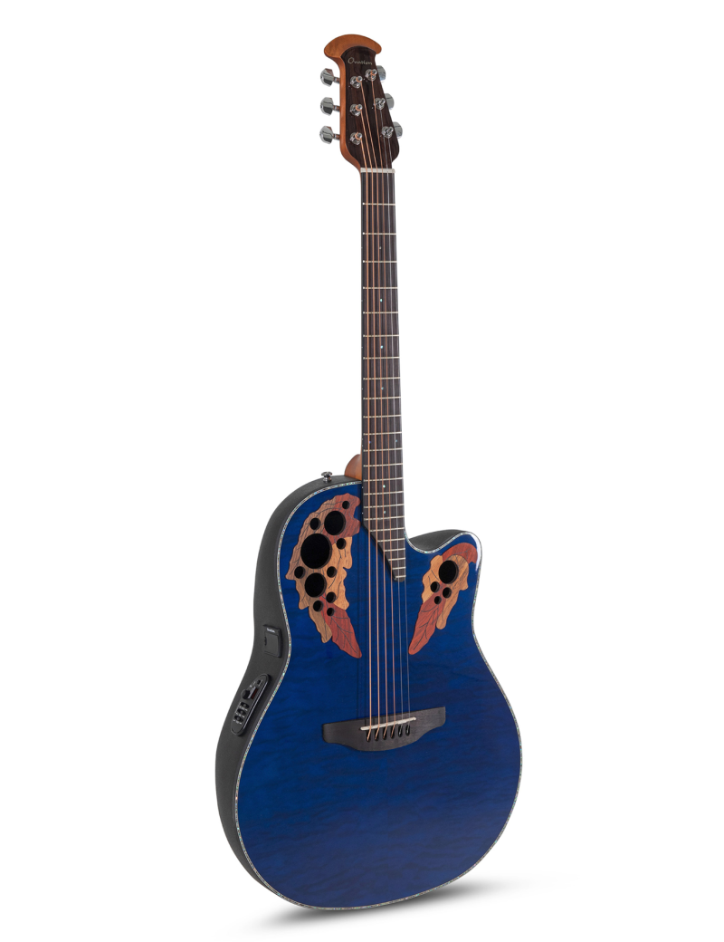 GUITARRA ACÚSTICA OVATION 4/4 RECORTADA CE44P-8TQ-G CELEBRITY ELITE PLUS MID PREVIO BLUE TRANSPARENT QUILT