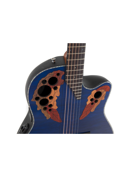 GUITARRA ACÚSTICA OVATION 4/4 RECORTADA CE44P-8TQ-G CELEBRITY ELITE PLUS MID PREVIO BLUE TRANSPARENT QUILT