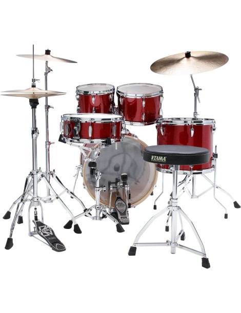 BATERÍA TAMA SET IMPERIALSTAR IP50H6W-BRM BURNT RED MIST 5 PIEZAS, HERRAJES, SILLÍN, PLATOS MEINL