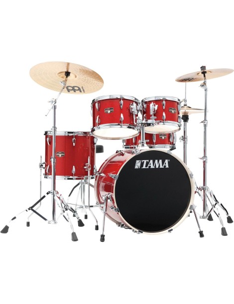 BATERÍA TAMA SET IMPERIALSTAR IP50H6W-BRM BURNT RED MIST 5 PIEZAS, HERRAJES, SILLÍN, PLATOS MEINL